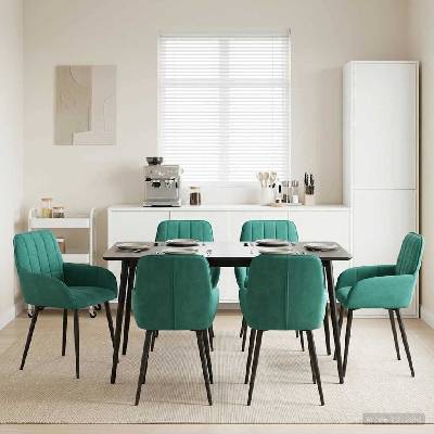 vidaXL Обедени столове 6 pcs Кадифе Тюркоаз 56, 5 x 50 x 86 см (3428183)