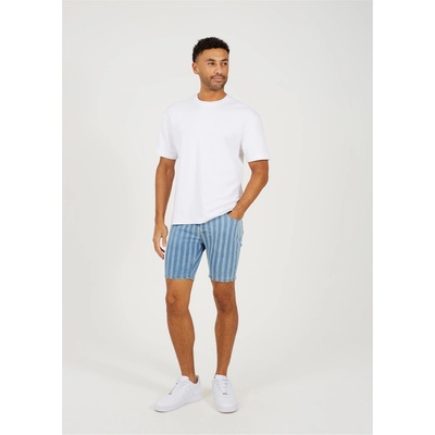 Brave Soul Къси панталони Brave Soul Printed Stripe Denim Shorts - Blue/Navy