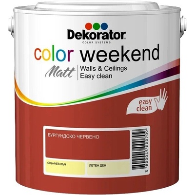Dekorator Цветен латекс DEKORATOR Color Weekend Matt Бургундско червено - 2.5 литра (11-034)