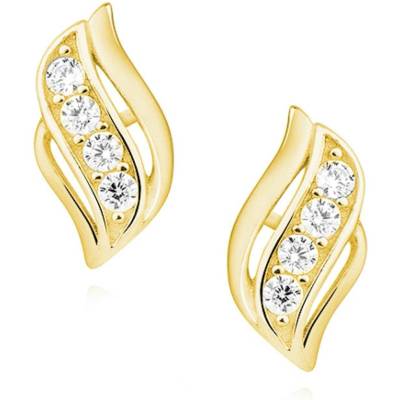 Lafira stříbrné pozlacené náušnice Wave Crystal Z1401EG
