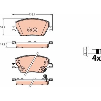 Sada brzdových destiček, kotoučová brzda TRW GDB2151 TR GDB2151