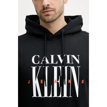 Calvin Klein Памучен суичър Calvin Klein Jeans в черно с качулка с принт J30J327520 (J30J327520)