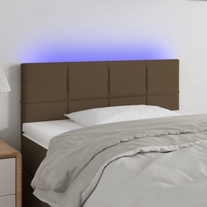vidaXL LED горна табла за легло, тъмнокафява, 80x5x78/88 см, плат (3121589)