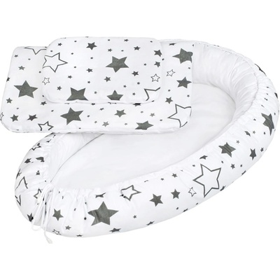 New Baby Luxusné hniezdočko s perinkou sivé hviezdy