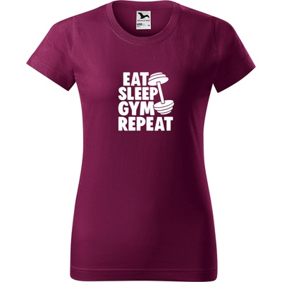 Handel Tričko Eat Sleep Gym Repeat fuchsiová