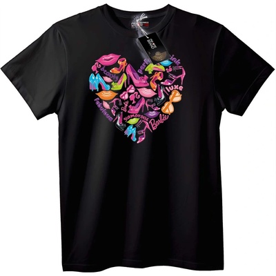 NOONEBRAND Тениска Barbie Glamour Сърце - XXS, Black