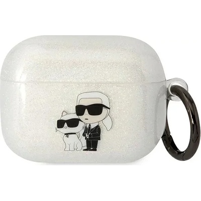 Karl Lagerfeld прозрачен брокатен калъф за AirPods Pro Karl&Choupette (KLAPHNKCTGT)