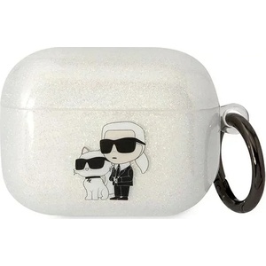 Karl Lagerfeld прозрачен брокатен калъф за AirPods Pro Karl&Choupette (KLAPHNKCTGT)