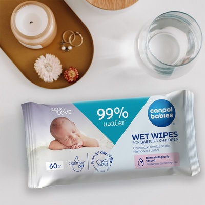 Canpol babies Dětské vlhčené ubrousky 99% vody 60 ks