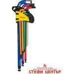 Topmaster Professional Шестограми цветни -работа под ъгъл к-т 9бр 1.5-10mm CR-V TMP (390173)