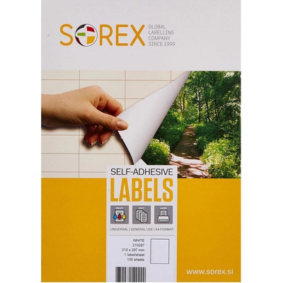 LABELS Самозалепващи етикети, прави 21/29.7см 1етикет/лист оп. 100 Labels L3002