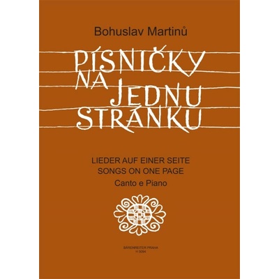 Písničky na jednu stránku Cyklus písní na texty moravské lidov