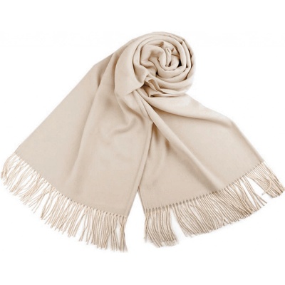 šátek šála typu pashmina s třásněmi 14 béžová světlá