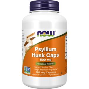 NOW NOW Psyllium Husk 500mg, 200 Veg Capsules
