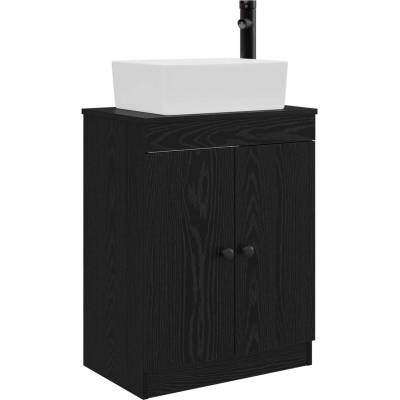 vidaXL Баня с мивка Черно 54 х 35 х 83 см Инженерна дървесина (890131)