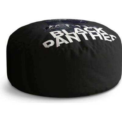 Sablio Taburet Circle BLACK PANTHER z profilu Černý: 38x48 cm