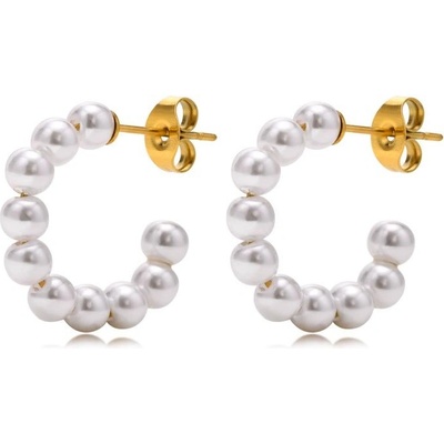 Titan Jewerly Perlové náušnice z chirurgické oceli Zlaté EH-446