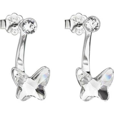 Pavona Stříbrné náušnice dvojité s krystaly Swarovski bílý motýl 31247.1