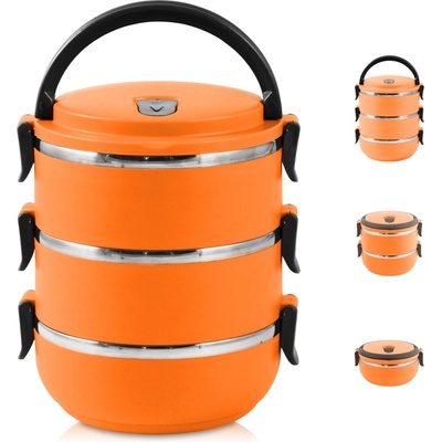 Perfect Home Termojídlonosič 3*0.5 l 3-dílny, oranžový
