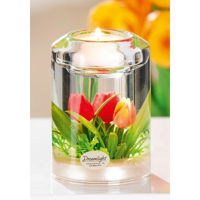 Gilde Skleněný svícen Candela Tulipány, 11 cm