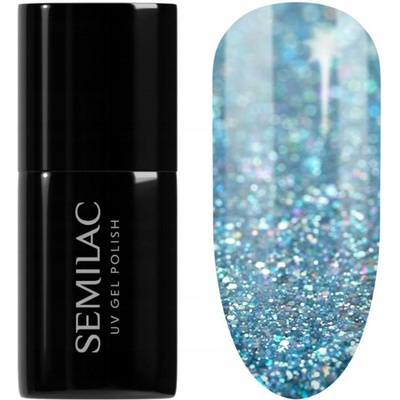 Semilac Hybridní lak na nehty Frosty Christmas 610 Třpytivý Světle Modrá 7ml