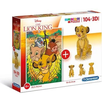 Clementoni Пъзел 104 части + 3D Цар Лъв Lion King Клементони Clementoni 20158