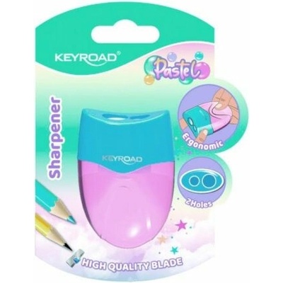 Strúhadlo KEYROAD plastové s dvomi otvormi, blister, mix farieb