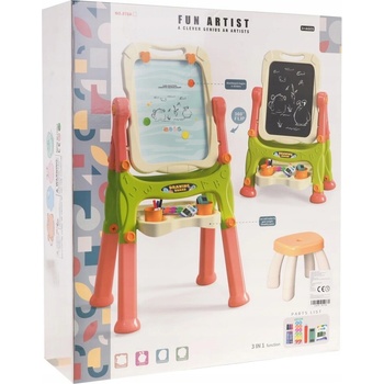Detská obojstranná tabuľa na kreslenie so stoličkou 2v1 Inlea4Fun FUN ARTIST
