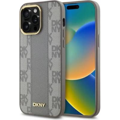 DKNY кожен кариран мономонен калъф MagSafe за iPhone 14 Pro Max - бежов (3666339259969)