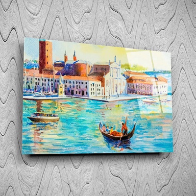 Art gift Стъклено АРТ пано - Лодка в реката