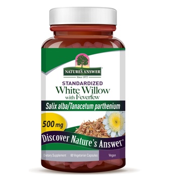 Nature's Answer White Willow with Feverfew, екстракт от кора на бяла върба, 500 mg, 60 капсули