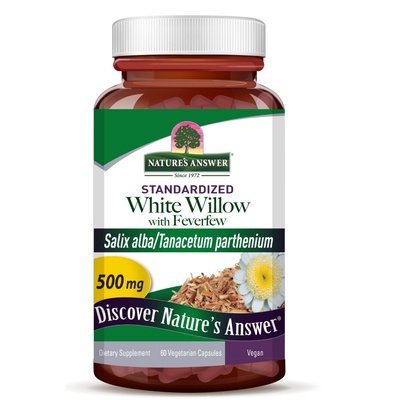 Nature's Answer White Willow with Feverfew, екстракт от кора на бяла върба, 500 mg, 60 капсули