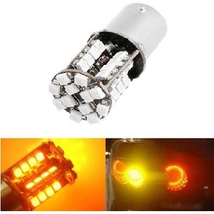  LED Лед Крушки, Мигач, 44 SMD, Canbus, 1156 (P21W), 12V, Оранжева, Жълта Светлина