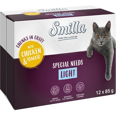 Smilla Adult Light kousky v omáčce se zeleninou kuřecí s rajčaty 12 x 85 g