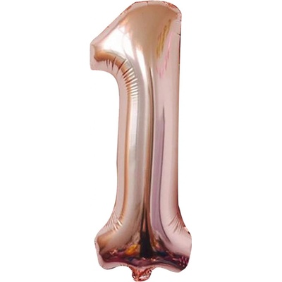 PartyDeco Fóliový balón narodeninové číslo 1 ružovo zlatý