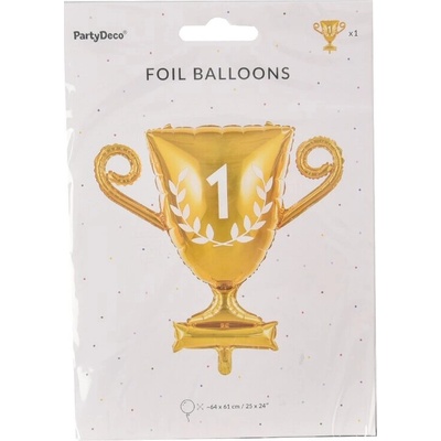 PartyDeco Fóliový balón supershape Víťazný pohár 64x61cm