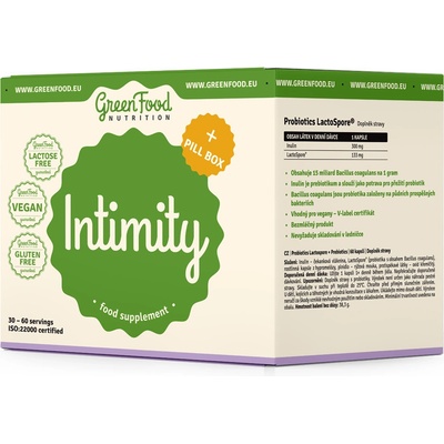 Greenfood Intimity CandiFlora 90 kapslí a probiotika LactoSpore 60 kapslí + PILLBOX