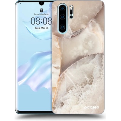 Púzdro Picasee silikónové Huawei P30 Pro - Cream marble čierne