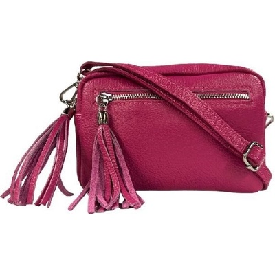 Vera Pelle dámská kožená malá crossbody kabelka fuchsiová