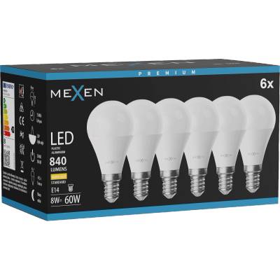 Mexen Nova 6x LED крушка E14, G45, 8W, Топло - 3000K, 840 lm - L101-E14-0830-01x06 (L101-E14-0830-01x06)