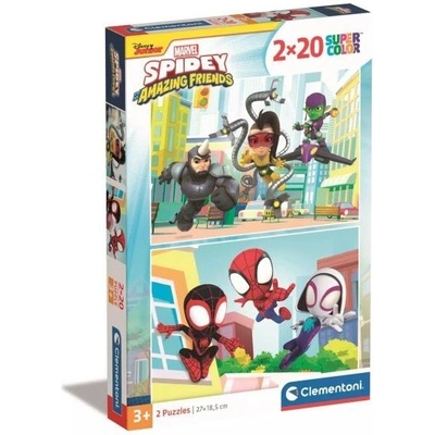 Clementoni Clementoni: СуперЦвят Спайди и приятелите - 2 x 20 пъзел (24794)
