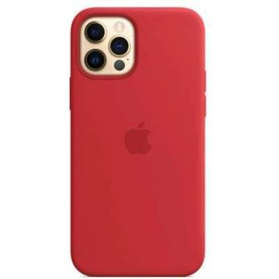 Apple iPhone Silicone Case with MagSafe - оригинален силиконов кейс за iPhone 12, iPhone 12 Pro с MagSafe (червен)