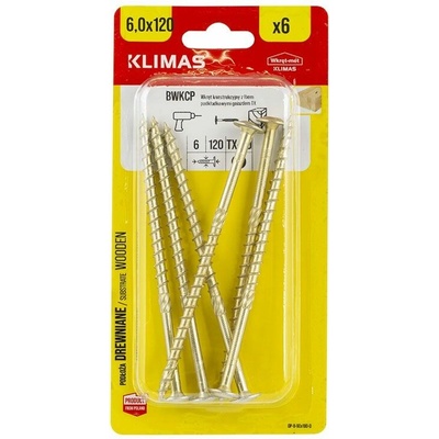 Klimas Wkret-Met 6x120mm - 6 ks - Konštrukčná skrutka s tanierovou hlavou TX, BWKCP