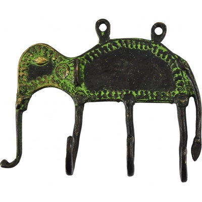 Sanu Babu slon Tribal art 15 cm zelená patina