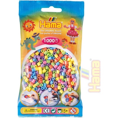 HAMA Korálky dětské zažehlovací pastelové set 1000ks v sáčku midi plast 88800216