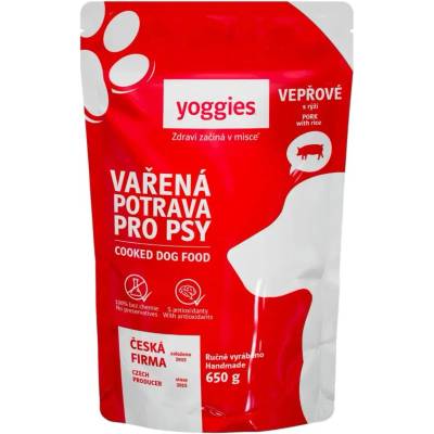 Yoggies Vařená potrava vepřové maso s rýží 650 g