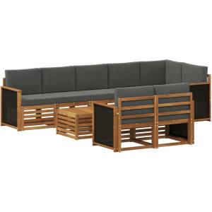 vidaXL Комплект дивани за открито 8 бр. Натурален и Антрацит (3384523)