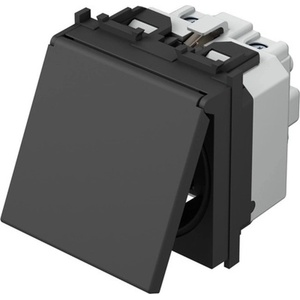 TEM Контакт шуко 2P+E 16A 2M с капаче, цвят Черен мат, Modul - VM11BB (VM11BB)
