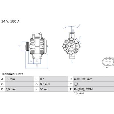 Alternátor BOSCH 0 986 081 910