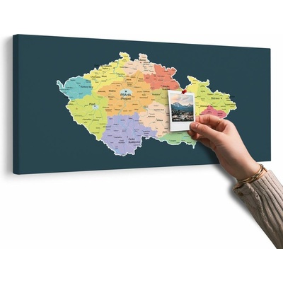 Obraz na korku mapa Česka s tmavým pozadím